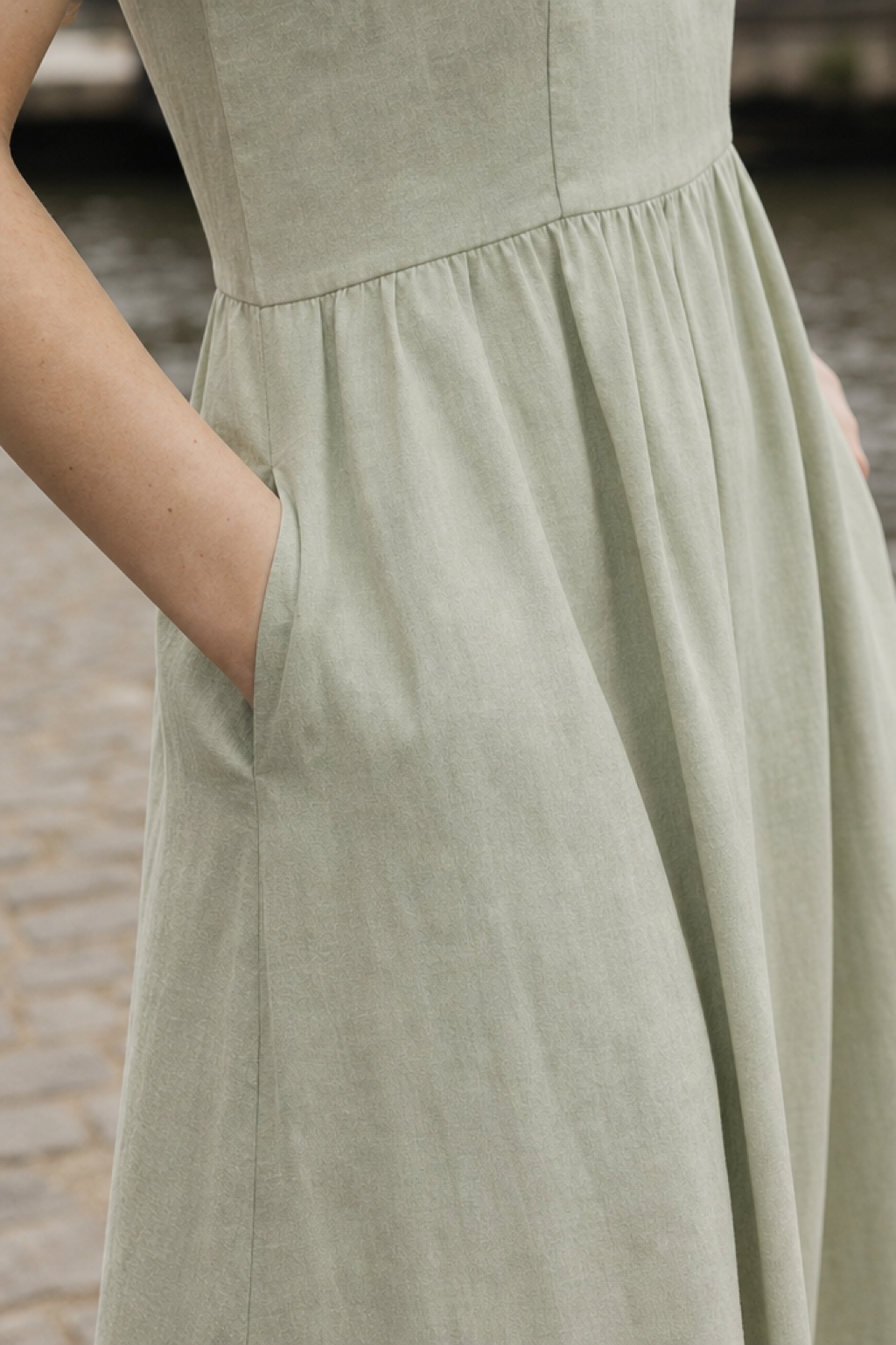 Fernleigh Linen Midi Dress fabric detail